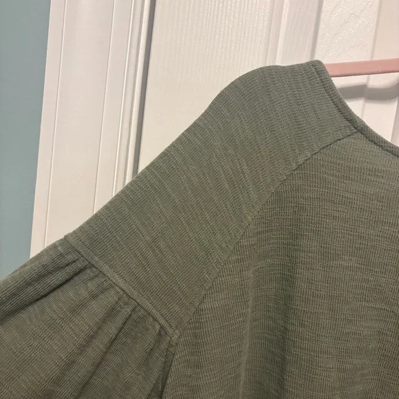 Aerie Endless Summer Cropped Sweatshirt Womens Small Olive Green Long Tie Sleeve - Picture 14 of 16